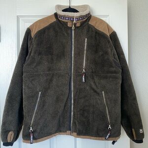 Vintage Brown Teddy Jacket with Embroidered Collar